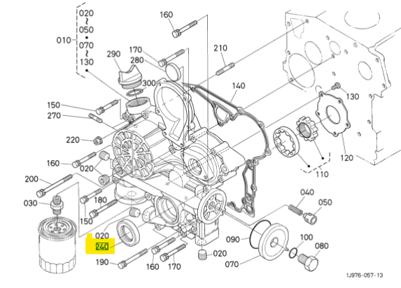 САЛЬНИК КОЛЕНВАЛА ПЕРЕДНИЙ KUBOTA D1305