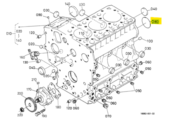 ЗАГЛУШКА ГБЦ KUBOTA V2607