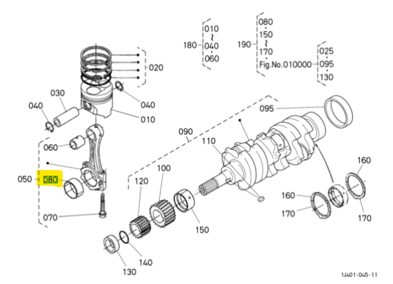 ВКЛАДЫШ ШАТУННЫЙ KUBOTA D1305 (0.40MM)